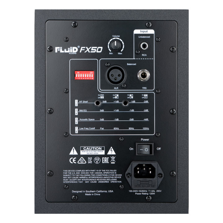 fluid audio fx50 rear panel